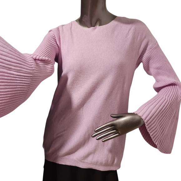 Vince Camuto Pink Cotton Blend Sweater with Bell Sleeves Sz Medium - Picture 1 of 11